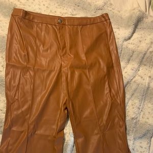 Faux leather flare pants